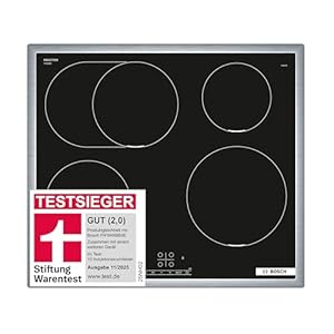 Bosch PIF645BB5E, Stiftung Warentest Testsieger*, Serie 4 Induktionskochfeld (autark), 60 cm breit, Bräterzone für großes Kochgeschirr, PowerBoost schnelleres Kochen, TouchSelect Bedienung, ReStart