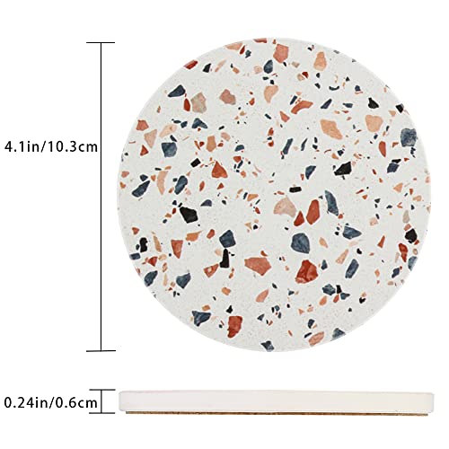 Set of 8 Coasters with Holder,Beautiful Marble-Style Absorbent Round Ceramic Drink Coasters with Cork Base for Coffee Table,Mug,Beer,Wine Glass Bottle,Home and Bar (Marble-Style) - Image 2