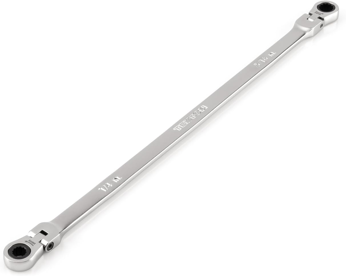 TEKTON 1/4 x 5/16 Inch Long Flex Head 12-Point Ratcheting Box End Wrench | WRB36306