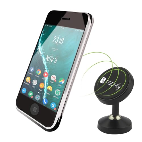 Techly 365900 Support pour smartphone magnétique avec double joint métallique 360° Noir