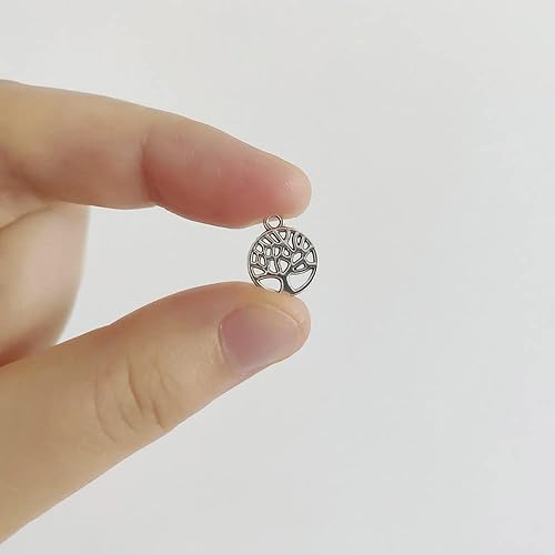 Miniatura 6 de vokoko 100 dijes de árbol de la vida para hacer joyas, collares, pulseras, aretes, llaveros, manualidades, colgante de árbol de plata, mini dijes