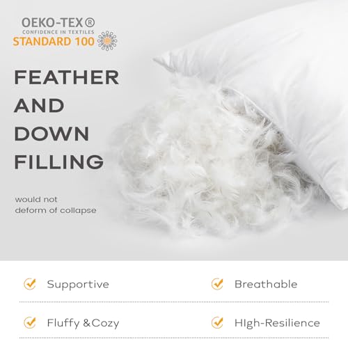 Savori QAS-0 Set Of 2 Down And Feather Throw Pillow Inserts 18X18 Soft Fluffy Pillow Inserts thumb #1