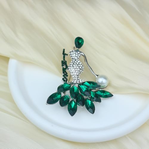 Image of Greek Sorority Brooch Pin for Women Sorority Gift Paraphernalia Jewelry Green Rhinestone Pearl Brooch Pin Sisterhood Graduation Gift for Soror Sister