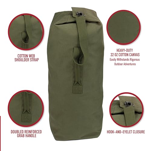 Rothco Heavyweight Top Load Canvas Duffle Bag - Rugged, Reliable, Ready for Your Adventures - 21" x 36" - Olive Drab3
