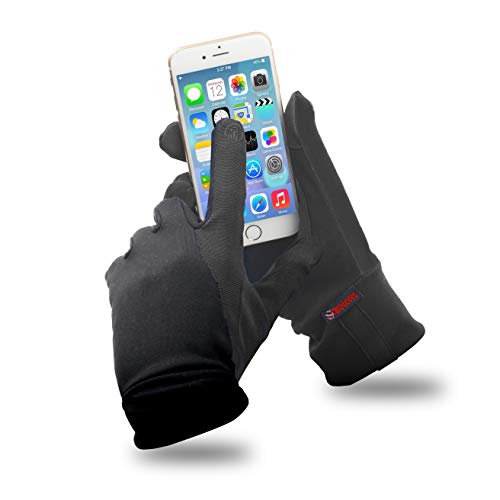 Sportliche Handschuhe Touchscreen mit elastische Manschette für Smartphones, iPads, iPods, Tablets geeignet Jogging beim Radfahren - SCHWARZ -