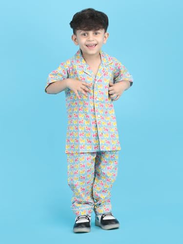 Image of POLKA TOTS 100% Pure Cotton Half Sleeve Night Suit for Kids, Girls & Boys | Cotton Pyjama Set | Unisex Night Dress for Children | Night Suit for Girls |Sleepwear for Kids | Winter Night Dress for Boys