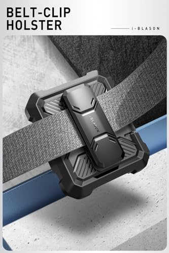 Image of i-Blason for Samsung Galaxy Z Flip 6 Case with Stand, [Built-in Screen Protector] [Hinge Protection] [Belt-Clip], Full-Body Military Protection Phone Case for Samsung Z Flip 6 (DarkBlue)