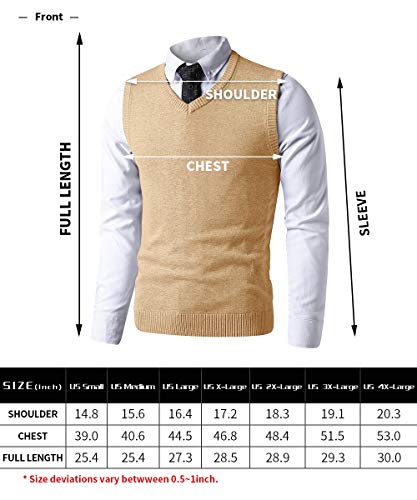 Ltifone Sweater Vest For Men，Business Slim Fit Mens Sweater V Neck，Big And Tall Pullover Sleeveless Sweaters(Camel,S) #TOP4