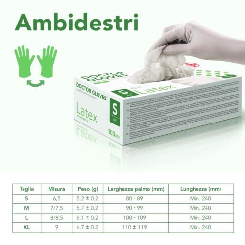 AIESI® Guanti in Lattice monouso con polvere uso