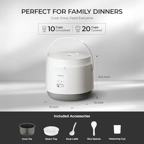 Image of CUCKOO Rice Cooker and Warmer, 20-Cup Cooked, White, CR-1095