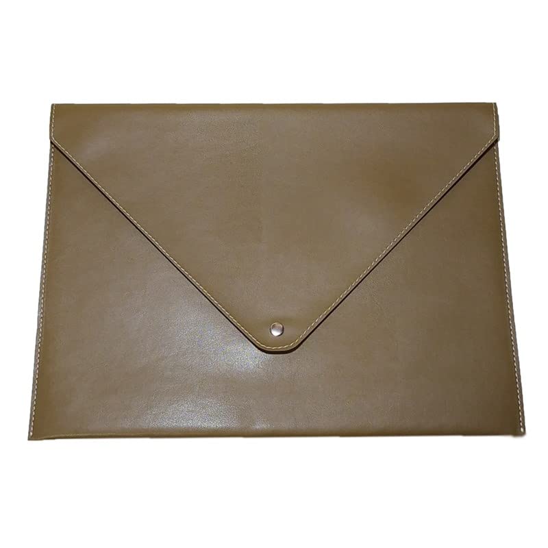 PU Deri A4 Dosya Klasörü Belge Tutucu Su Geçirmez Portföy Zarf Dosya Klasör Kılıf Çıtçıtlı Dosya 25,5X33,5 CM -Vizon