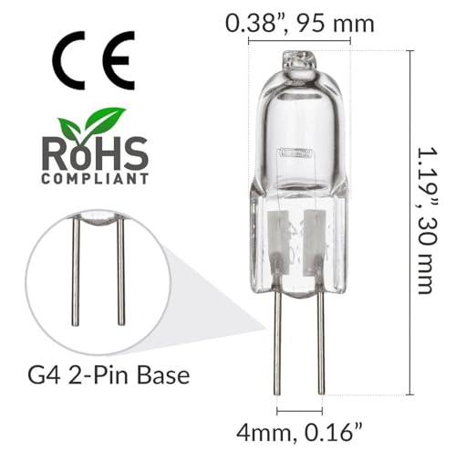 DPWOUM 10Pcs JC Type Halogen Bulbs Halogen Bulb G4 12V 10W pin Base Bulb 2700K, Light Source - Image 2