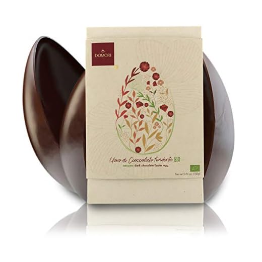 Domori Huevo de Pascua de Chocolate Negro 66% Cacao de Costa de Marfil - 15 Cm - 150 Gramos