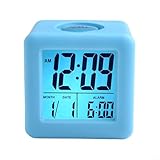Sveglia digitale LCD digitale con luce intelligente, funzione snooze e guscio protettivo in silicone resistente agli urti (blu)