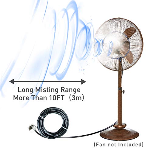 Homenote Fan Misting Kit For A Cool Patio Breeze 16.4Ft (5M) Misting Line &5 Removable Brass Nozzle & Galvanized Solid Brass Adapter, Connects To Outdoor Fan, Fan Misters For Cooling Outdoor #TOP3