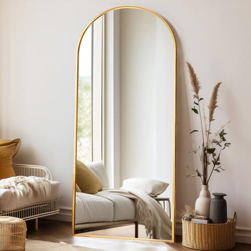 Rowjut Large 71'x30' Arched Full Length Mirror, Gold Mirrors Full Length Floor Mirror Standing for...