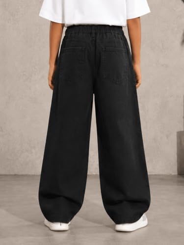 Image of KiddoPanti Boys Baggy Jeans | Stretch Denim Wide Leg Jeans | Elastic Waist Casual Denim Pants | Cotton Blend Loose Fit with 4 Pockets | Kids Street wear | 2-14 Years