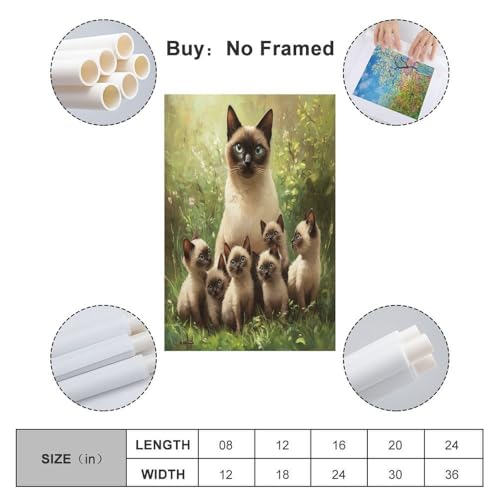 Cadeau Tableau Chat Siamois 60x90cm | Idée Déco Idéale Famille et Amis - 2