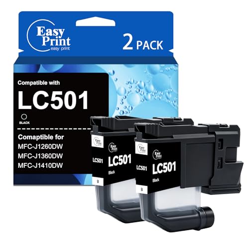 Image of LC501 Ink Cartridges Replacment for Brother LC501 Ink Cartridges LC501XL 501XL Compatible with Brother MFC-J1360DW MFC-J1410DW MFC-J1260W Printer (2 Black)
