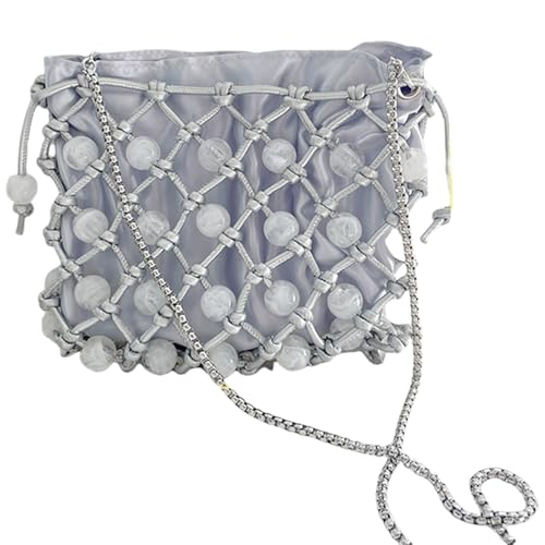 Sac à bandoulière vintage perles délicates et tressage sophistiqué