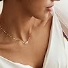 Decholly Gold Pearl Necklaces for Women Trendy, 14K Gold Plated Dainty Necklace Simple Pearl Necklace Women's Jewelry Friend Birthday Wedding Jewelry Gifts for Women #2