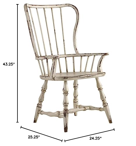 Hooker Furniture Sanctuary Spindle Back Dining Arm Chair in White (Set of 2)