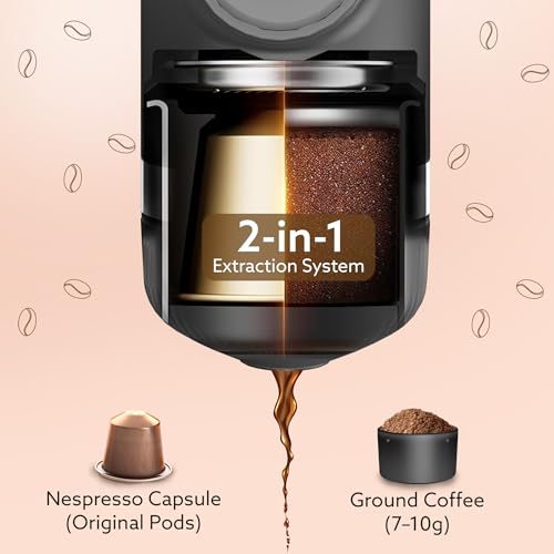 Image of AGARO Elite Hand Press Portable Espresso Maker, 10-Bar Hand Pressure, Compatible with Capsules & Ground Coffee, With Cup Holder, Travel-Friendly, Leak-Proof & Compact & Manually Operated