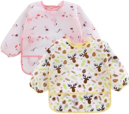 Babador manga longa BLW Kit 2Unds - Alce e Flamingo