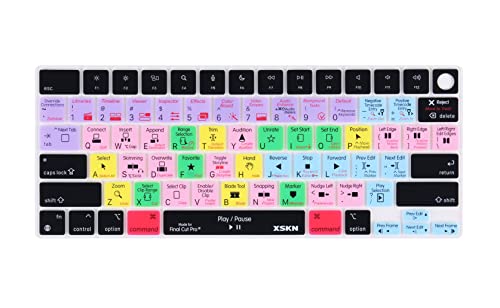 XSKN Final Cut Pro Shortcuts Design Silicone Keyboard Cover Skin for Apple M2 Chip MacBook Air 13.6 inch with Touch ID ( Model A2681 ) US Version