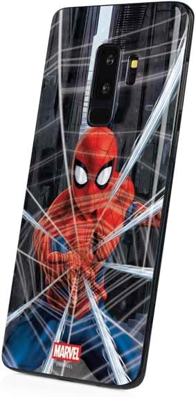 Skinit Decal Phone Skin Compatible with Galaxy S9 Plus - Officially Licensed Marvel Spiderman Web Throw Design