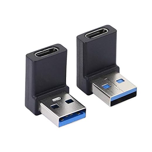 Höger vinkel USB A hane till USB C hona adapter, 90 grader USB 3.0 till typ C kabelanslutning stöder enkelriktade sidor 5 Gbps och dataöverföring, för bärbara datorer, telefon, PC-2 st (upp/ner)