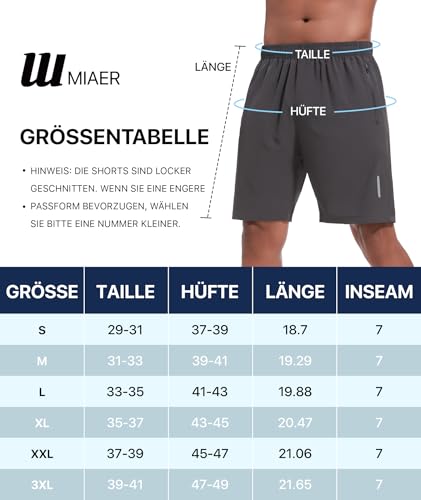 UUMIAER 2er-Pack Sporthose Herren Kurz Schnell Trocknend mit Reisverschlusstaschen Sport Shorts Kurze Hosen Geeignet für Verschiedene Freizeit und Sport Gelegenheiten(Schwarz+Grau,L)