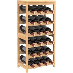 24-Bottle Bamboo Wine Rack Freestanding Floor, 6 Tier Wine Display Rack with Table Top, Wine Storage Shelf for Kitchen Dining Room Bar