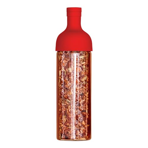 Tree of Tea Cold Brew Tea Maker Bouteille en verre de 750 ml (sans BPA) pour thé froid et thé glacé Avec filtre et couvercle en silicone Bouteille de thé glacé résistante à la chaleur (rouge)