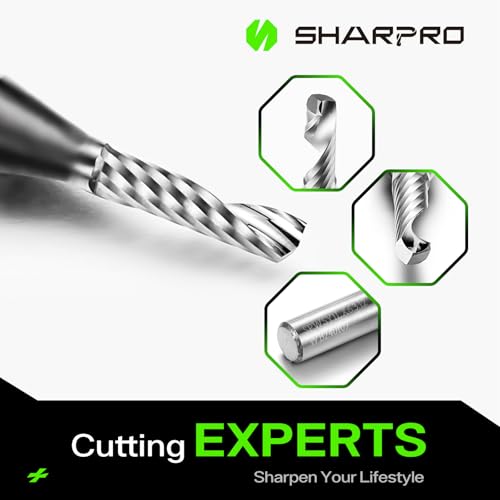 SHARPRO O Flute Upcut Spiral Router Bit 1/4 Inch Shank 1/8 Inch Cutting Dia. Carbide Single Flute CNC Router Bit, Ideal for Aluminum, Plastic, Acrylic, Wood, MDF and PVC - Thumbnail 3