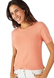 Lavable en machine Damart - Pull Maille Ajourée, Femme, Col Rond, Rose, 50/52