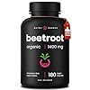 Beetroot Capsules – 180 Count - 1,400mg Organic Beet Root Supplement For Women & Men – 700 mg per Capsule – Beetroot Juice Alternative – Nitric Oxide & Circulation Support – Antioxidant Beetroot Supplement