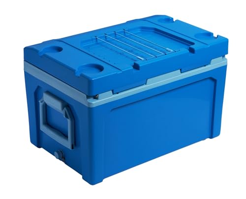 Image of Stanley Adventure Outdoor Cooler 50 qt | Heavy Duty Outdoor Camping Cooler with Easy Carry Side Handles | 6 Days Cooling Ice Chest for 82 Cans | Flat Top Doubles as Seat | BPA-Free | Azure
