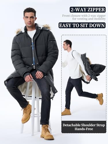 Image of Winter Coats For Men Winter Jackets Water Resistant Warm Thicken Puffy Hooded Insulated Thicken Parka Coat