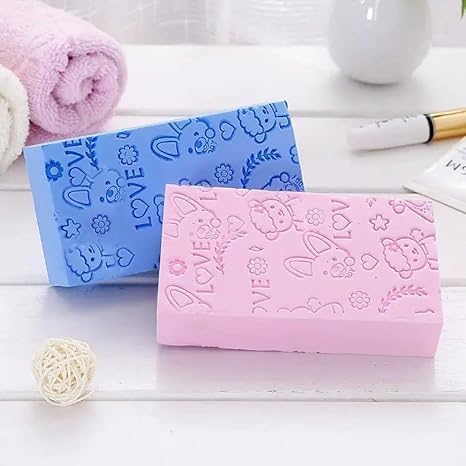 Ultra Soft Exfoliating Sponge | Bath Sponge For Shower | Japanese Spa Cellulite Massager | Dead Skin Remover Sponge For Body | Face Scrubber for Women and Men (pack of 2)