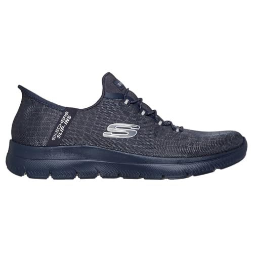 Skechers Femme Summits Classy Night Slip-In ENTRAINEUSE, Dark Navy Mesh/ Silver Trim, 36 EU