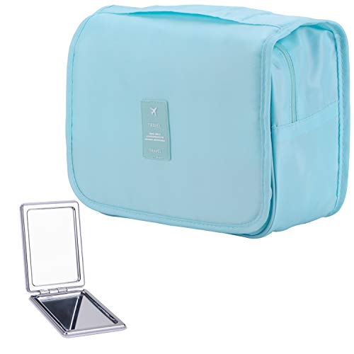 LAKIBOLE Hanging Toiletry Bag with Travel Mirror, Multifunction Cosmetic Bag Portable Makeup Pouch