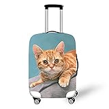 Surwin 3D Cubierta de Equipaje Protectora Suave Elástico Anti-Polvo Lavable Funda de Maleta Luggage Cover con Cremallera Viaje Cubierta de la Caja (Gato atigrado,S (18-20 Pulgadas))