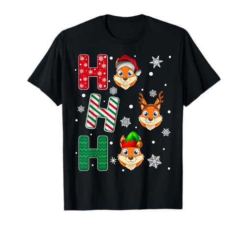 Ho Ho Ho Chipmunk Animal Matching Santa Elf Xmas T-Shirt