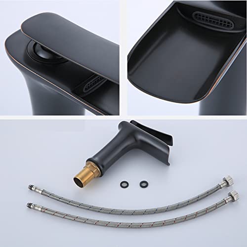 Grifo de lavabo negro corto monomando con salida de agua cascada 3