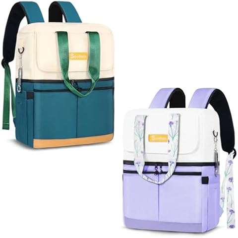 Scothen Backpack Cooler with Double Decker&12 Ice Packs-Keeps 36 Cans Cold for Up to 8h-Waterproof&Leakproof Insulated Beach Cooler Backpack-Ice Chest Backpack Small Cooler Bag for Women Picnic Travel Cover