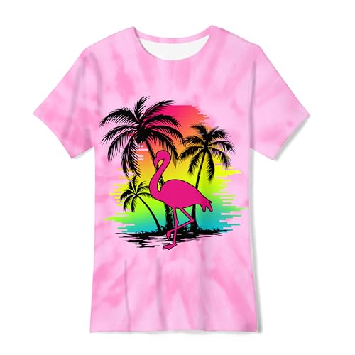 Image of SunFoucs Girls Kids Shirts Size 5-12 Tie Dye Casual Tshirt Short Sleeve Crewneck Tee Top | Short Sleeve Rainbow Tee Top