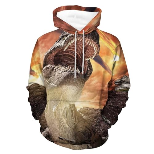 Sweats à capuche dinosaure volcanique coupe ample, parfait pull cocooning pour vos soirées