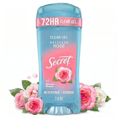 Secret Fresh Antiperspirant Deodorant for Women, 72hr Breathable Sweat & Odor Protection, Instant Freshness & Gentle, PH Balancing Minerals, Clear Gel, Delicate Rose Scent, 2.6 oz