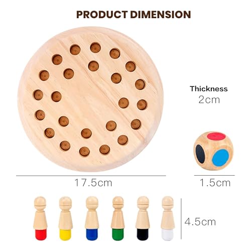 Image of WUDLY Wooden Chess Game for Kids 3-10 Years, Educational Brain Development Puzzle Toy, Memory Matching Board Game, Colorful Match Stick Chess for Boys, Girls & Adults, Eco-Friendly Indoor Games